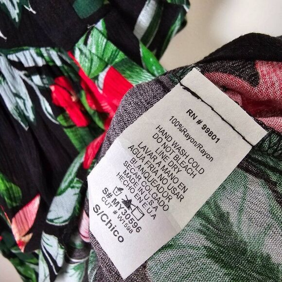 NEVER WORN MY STORY FLORAL SUMMER FOLIAGE BABYDOLL TOP LOOSE FITTING SIZE SMALL - Picture 12 of 14